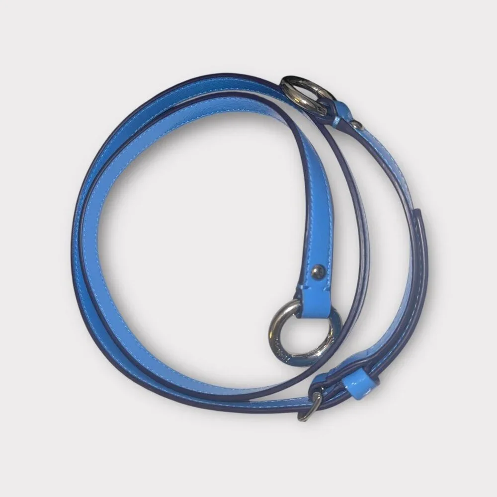 Coach Replacement Purse Strap Blue Patent Leather Silver Loop Clips Adjustable - Picture 5 of 5